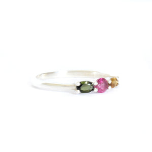 3 Side Set Multi-stone Tourmaline Ring