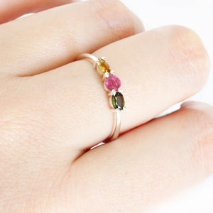 3 Side Set Multi-stone Tourmaline Ring