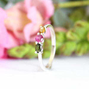 3 Side Set Multi-stone Tourmaline Ring