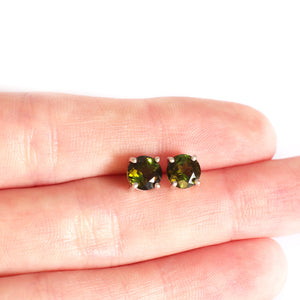 9ct Green Tourmaline and White Gold Studs