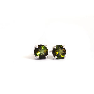 9ct Green Tourmaline and White Gold Studs