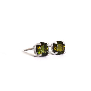 9ct Green Tourmaline and White Gold Studs