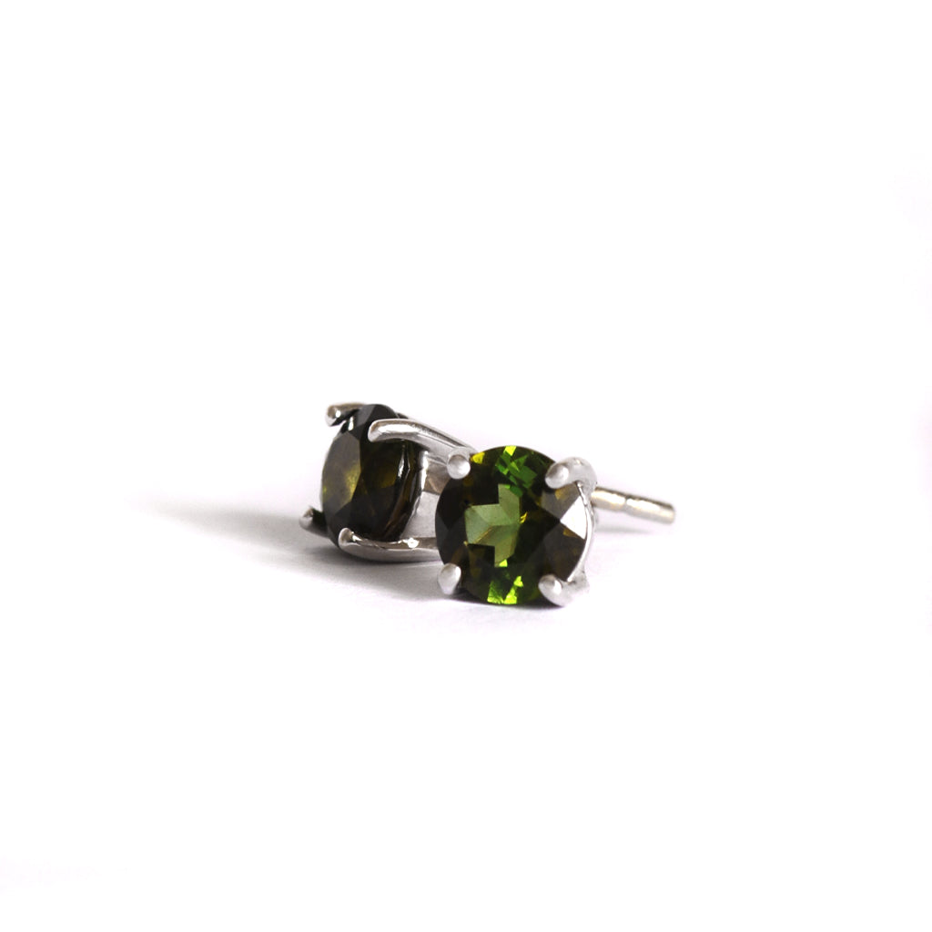 9ct Green Tourmaline and White Gold Studs