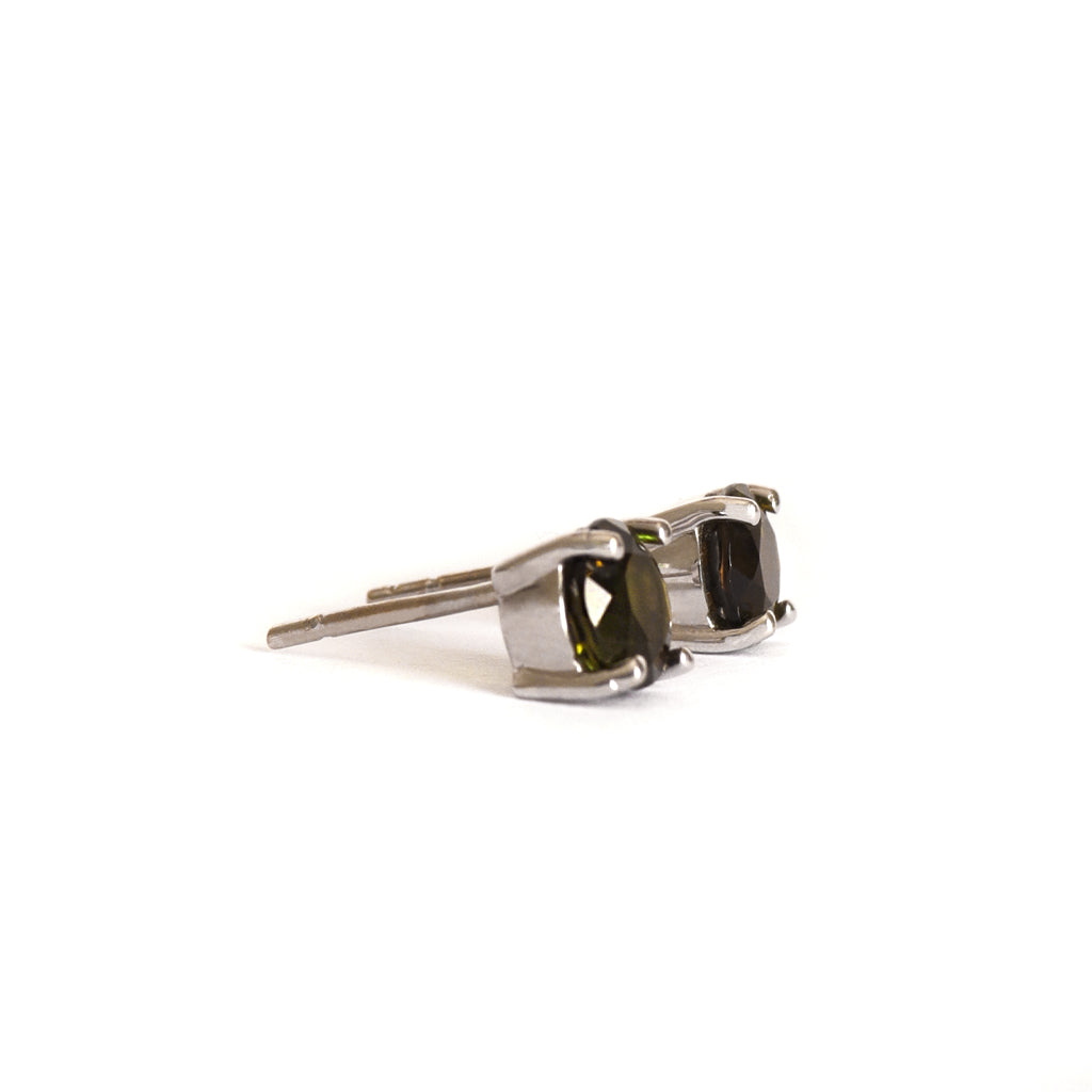 9ct Green Tourmaline and White Gold Studs