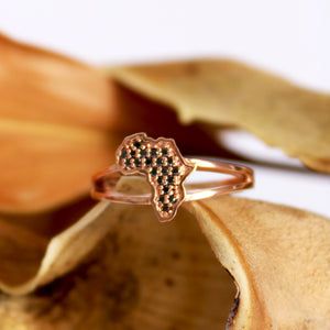 Africa Black Diamond Split Band Rose Gold Ring