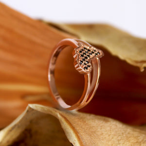 Africa Black Diamond Split Band Rose Gold Ring