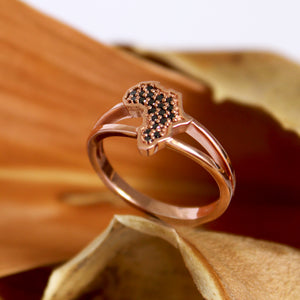 Africa Black Diamond Split Band Rose Gold Ring