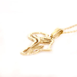 Africa Map Bird of Paradise Yellow Gold Pendant