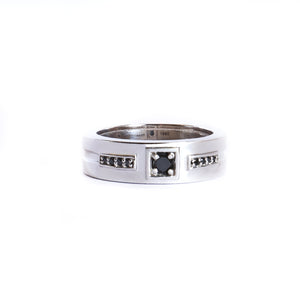 African King All Black Diamond White Gold Band