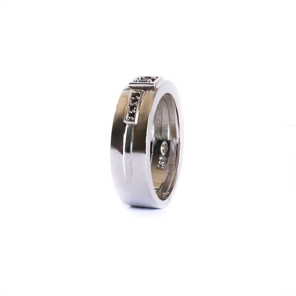 African King All Black Diamond White Gold Band