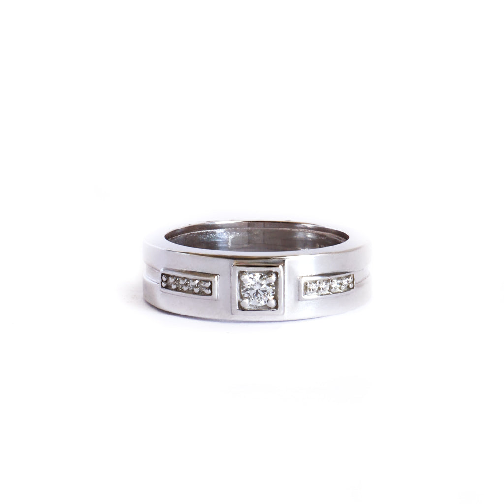 African King All White Diamond White Gold Band