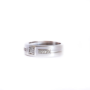 African King All White Diamond White Gold Band