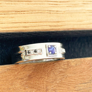 Tanzanite and diamond mens unisex ring