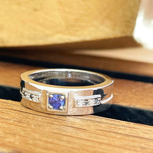 Tanzanite and diamond mens unisex ring