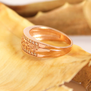 Animal Track With Diamond Border Rose Gold Ring