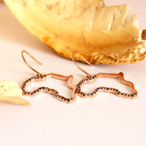 Black Diamond Rose Gold Africa Map Earrings