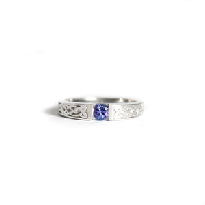 Celtic Inspired Tanzanite White Gold Ring