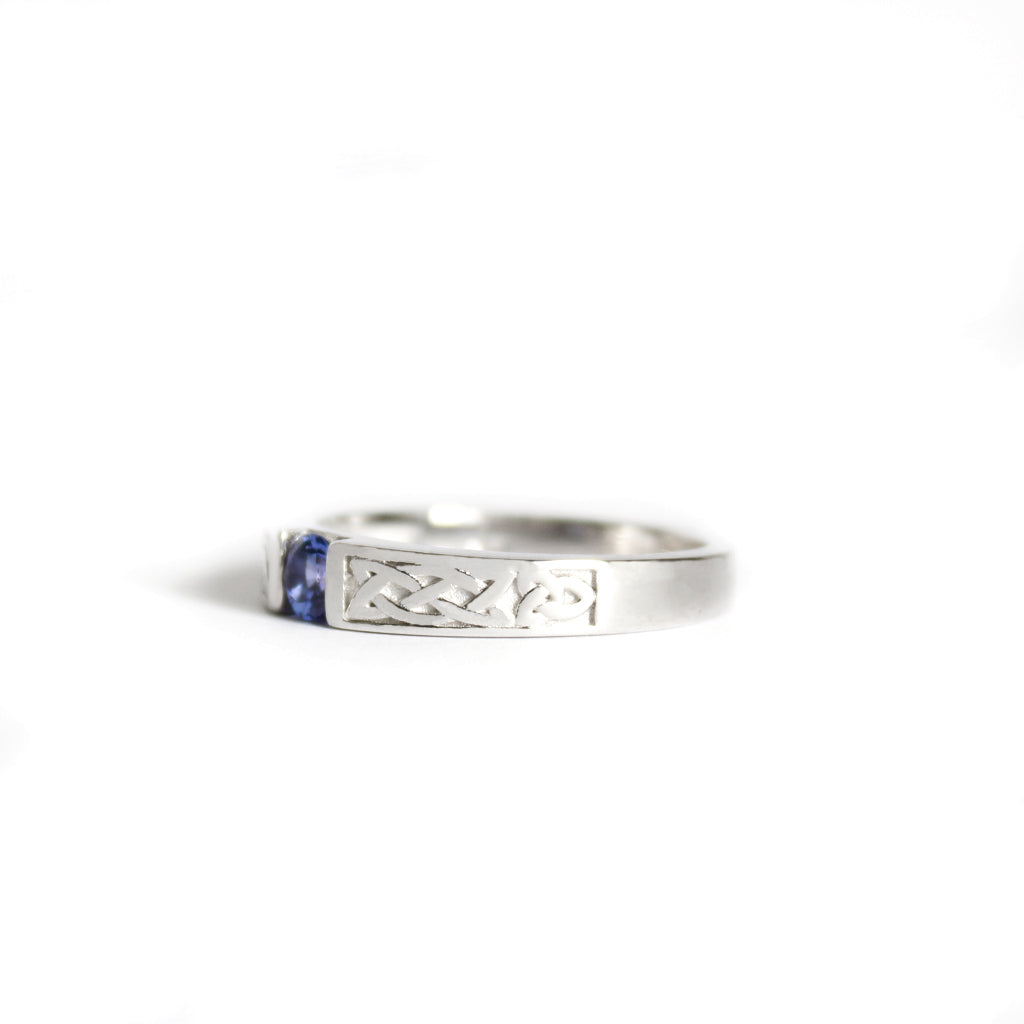 Celtic Inspired Tanzanite White Gold Ring