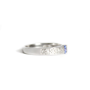 Celtic Inspired Tanzanite White Gold Ring