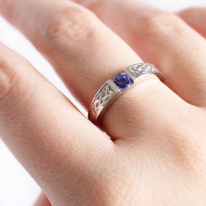 Celtic Inspired Tanzanite White Gold Ring