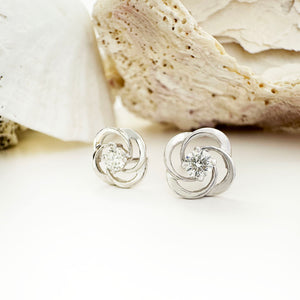 Celtic Twist White Diamond Stud Earrings