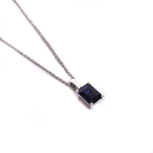 Classic Emerald Cut Sapphire White Gold Pendant