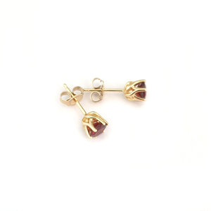 Classic Yellow Gold Six Claw Garnet Studs