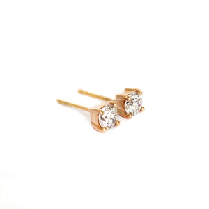 Classically Elegant White Diamond Rose Gold Studs