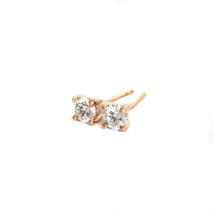 Classically Elegant White Diamond Rose Gold Studs