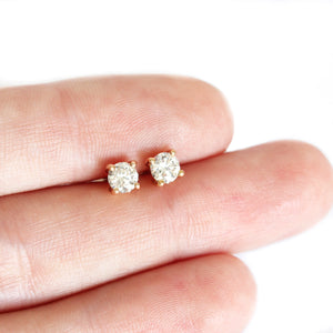 Classically Elegant White Diamond Rose Gold Studs