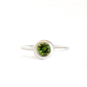 Cosmic Bezel Set Green Tourmaline White Gold Ring