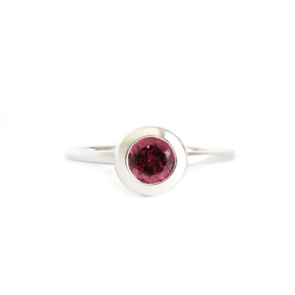 Cosmic Bezel Set Pink Tourmaline White Gold Ring