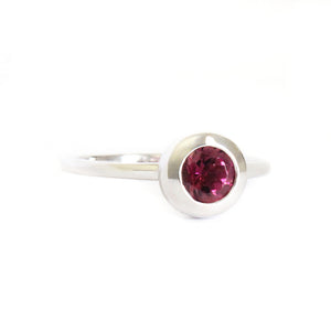 Cosmic Bezel Set Pink Tourmaline White Gold Ring