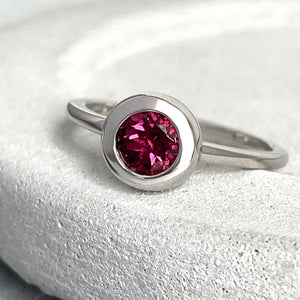 Cosmic Bezel Set Pink Tourmaline White Gold Ring