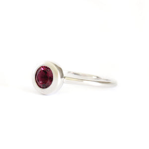 Cosmic Bezel Set Pink Tourmaline White Gold Ring