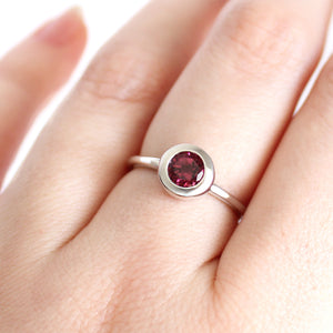 Cosmic Bezel Set Pink Tourmaline White Gold Ring