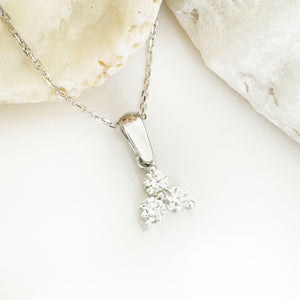 Subtle Triangular Trilogy White Diamond White Gold Pendant