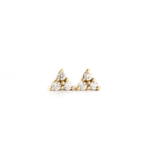 Cute Trilogy White Diamond Yellow Gold Stud Earrings