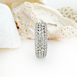 Dazzling Four Bar Half Eternity White Diamond White Gold Ring