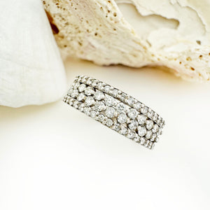 Dazzling Four Bar Half Eternity White Diamond White Gold Ring