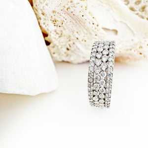 Dazzling Four Bar Half Eternity White Diamond White Gold Ring