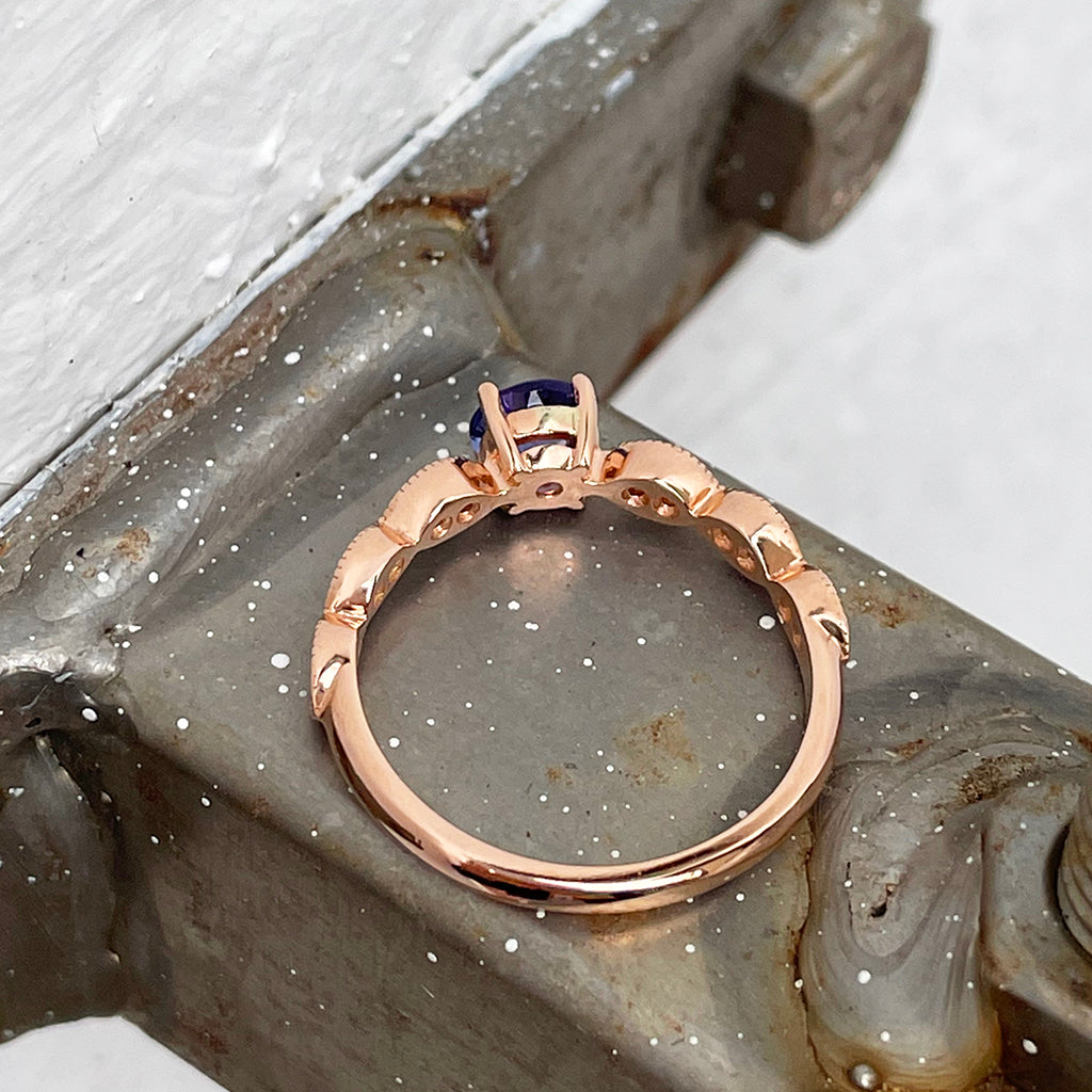 Tanzanite and diamond rose gold ring