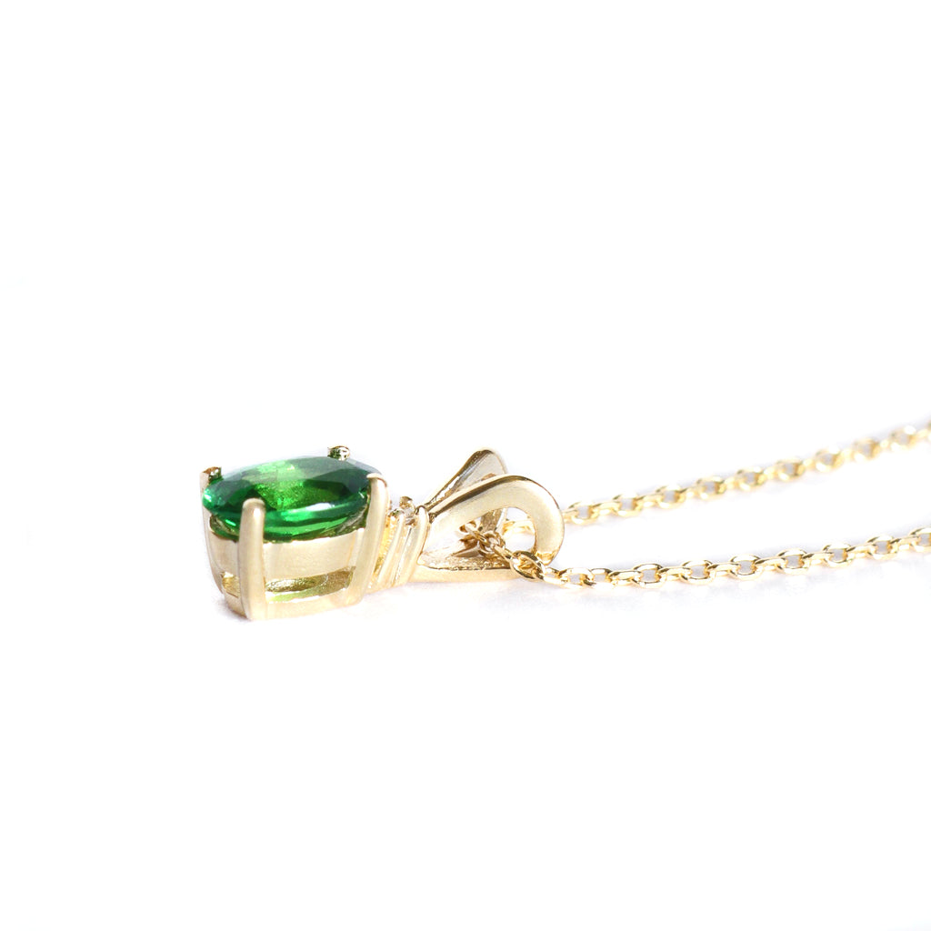 Delicate Split Bale Oval Tsavorite and Diamond Highlight Pendant