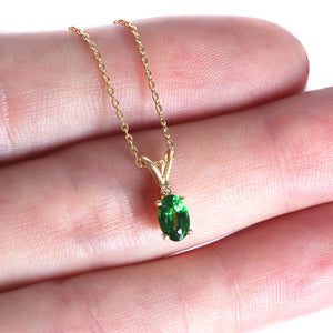 Delicate Split Bale Oval Tsavorite and Diamond Highlight Pendant