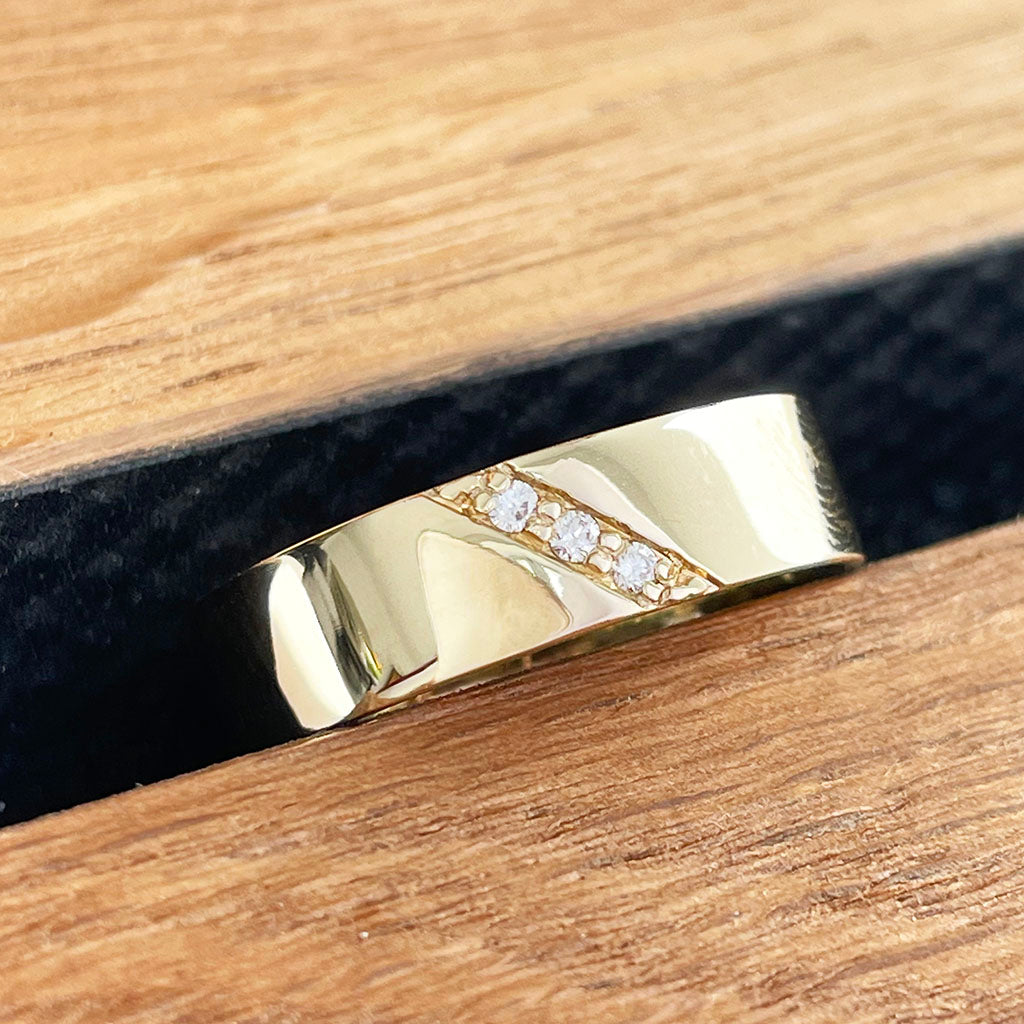 Yellow Gold Diamond Mens Band Ring