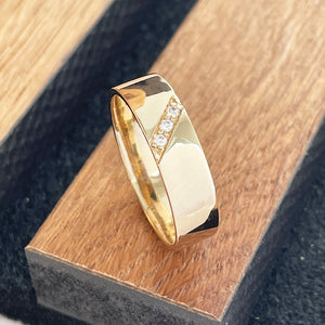 Yellow Gold Diamond Mens Band Ring