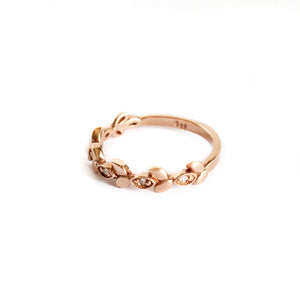 Diamond Leaf Rose Gold Ring