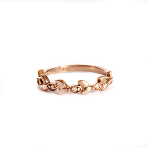 Diamond Leaf Rose Gold Ring