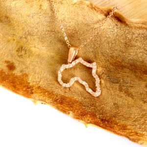 Diamond Studded Africa Rose Gold Pendant