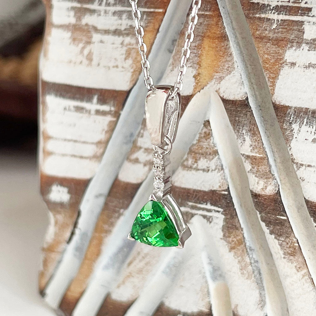 Tsavorite and diamond pendant